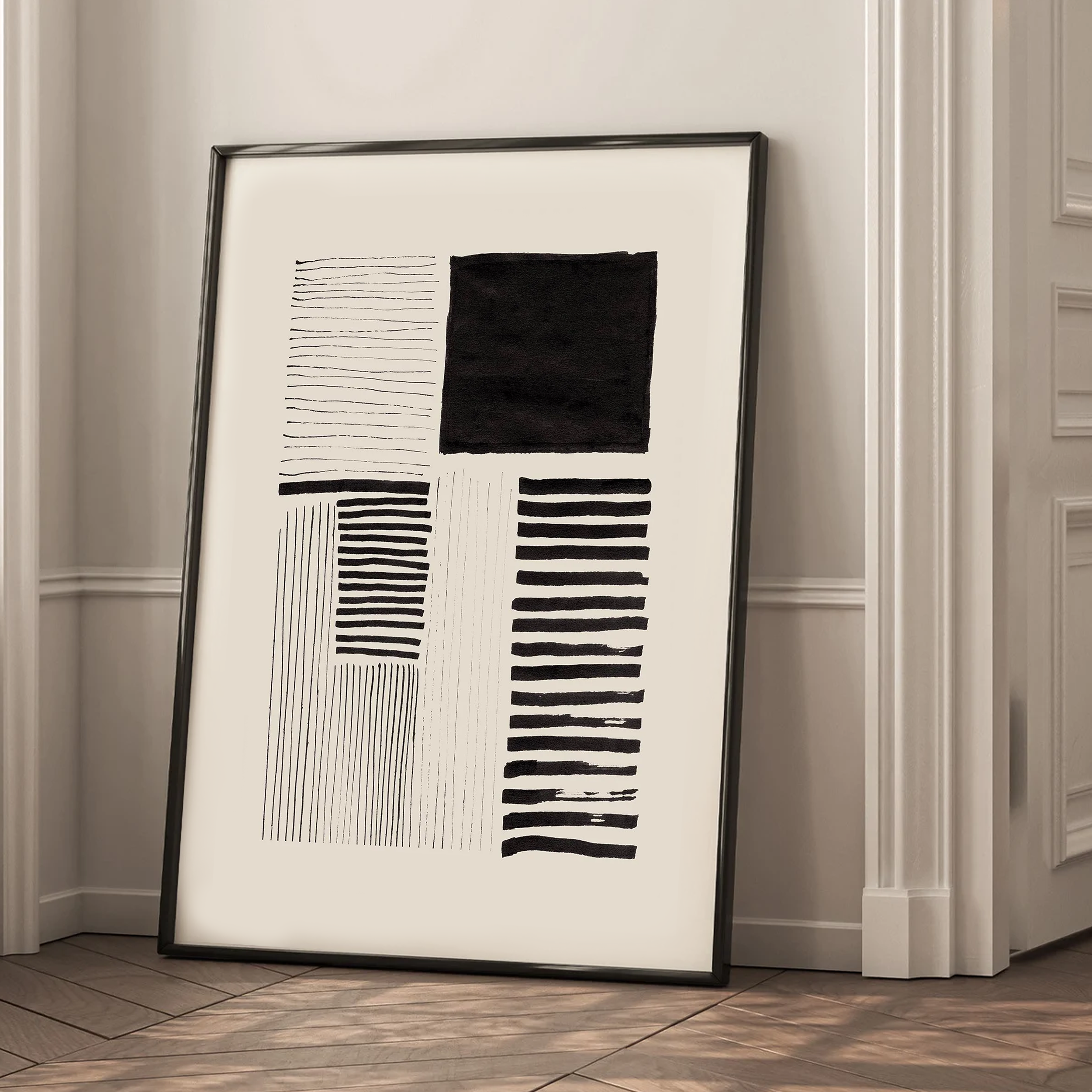 Balance in Contrast” – Modern Black and White Abstract Wall Art