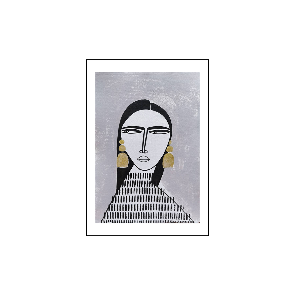Shaded Beauty – The Girl with Gold Earrings Wall Art Print
