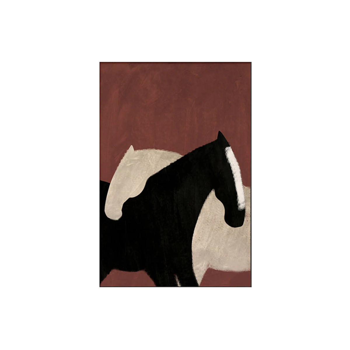 Black and White Horses in Love – Abstract Wall Art Print