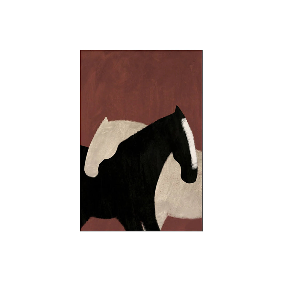 Black and White Horses in Love – Abstract Wall Art Print