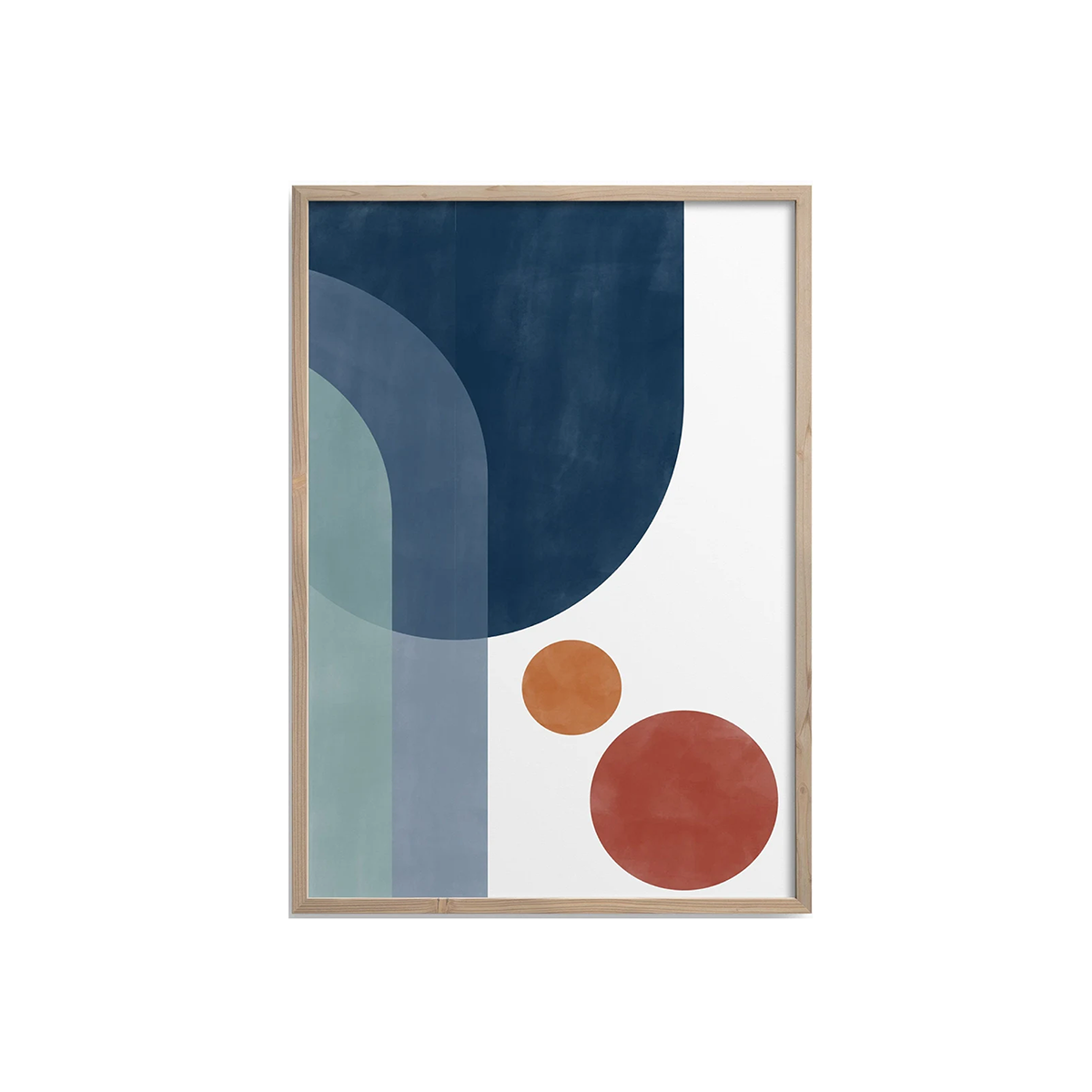 Mid-Century Modern Wall Print - Blue and Rust Retro Poster