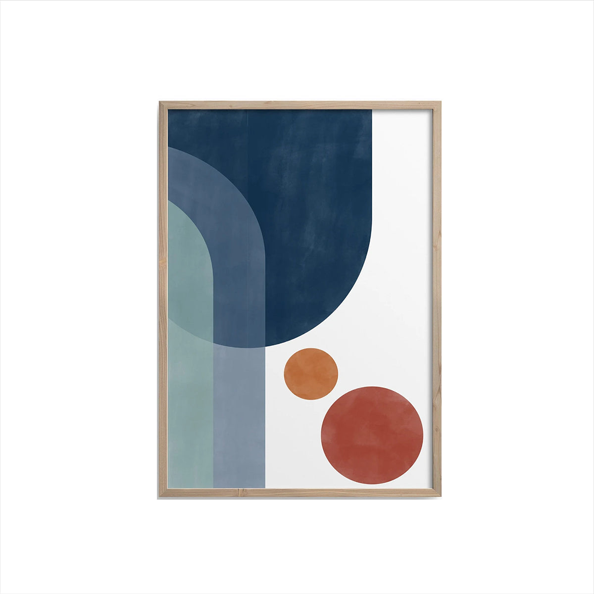 Mid-Century Modern Wall Print - Blue and Rust Retro Poster