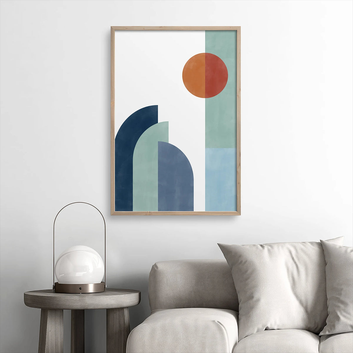 Mid-Century Modern Wall Print - Blue and Rust Retro Poster