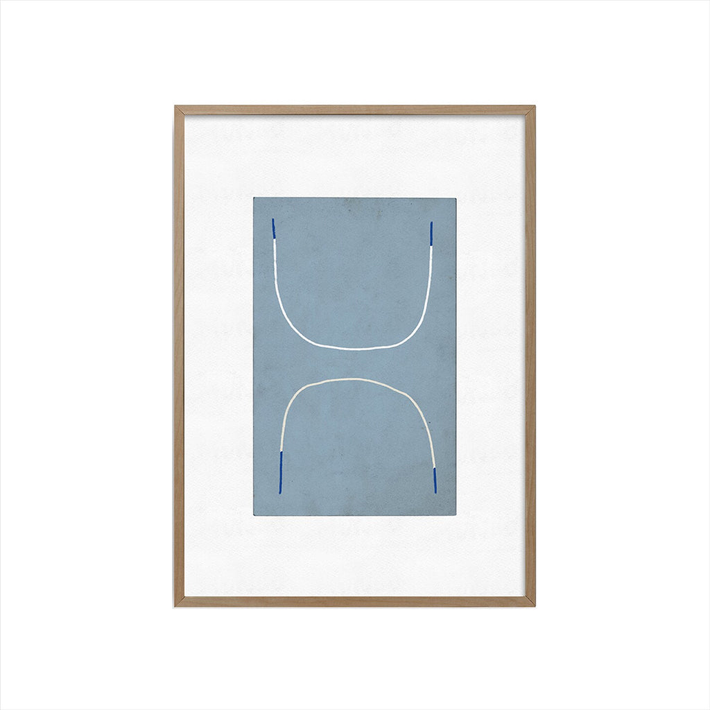 Abstract Line Art on Blue – Minimalist Framed Wall Print