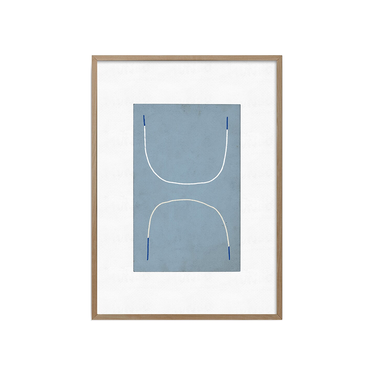 Abstract Line Art on Blue – Minimalist Framed Wall Print