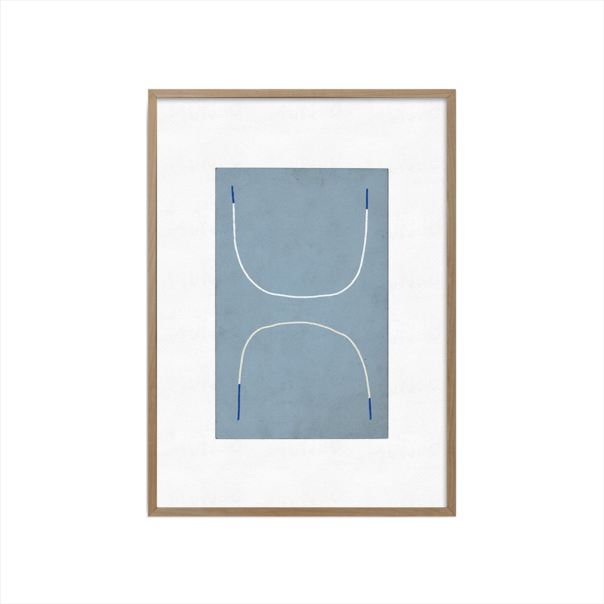 Abstract Line Art on Blue – Minimalist Framed Wall Print
