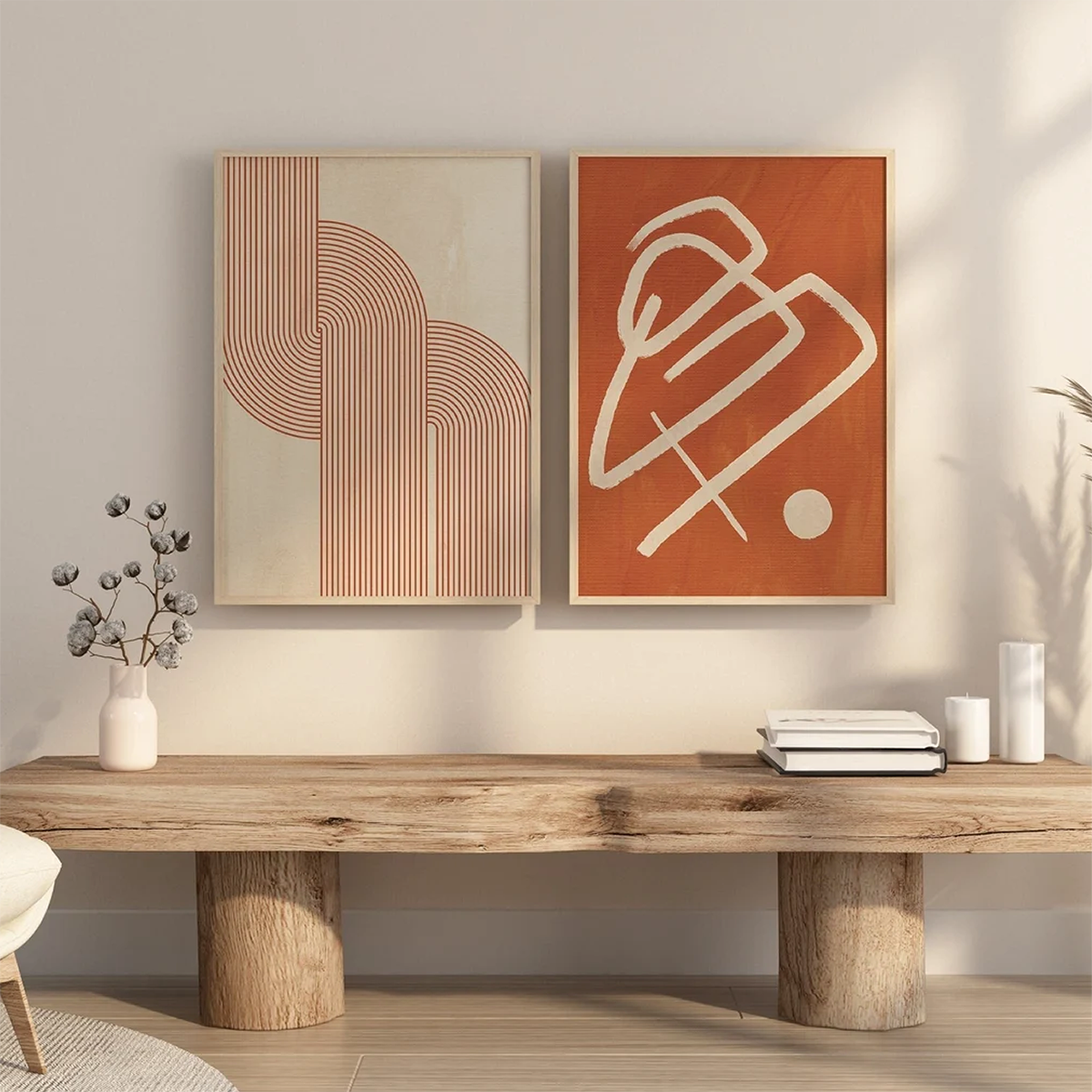 Abstract Orange Rainbow Line Canvas prints