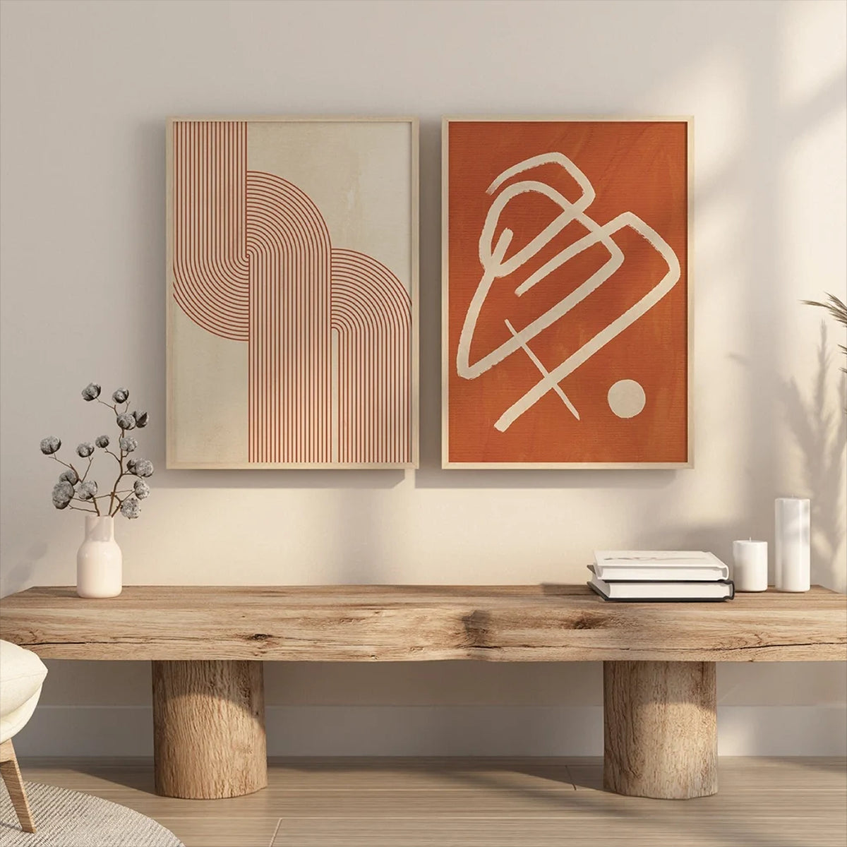 Abstract Orange Rainbow Line Canvas prints