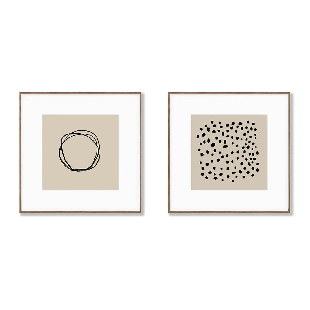 Zen Circle & Dotted Chaos – Minimalist Abstract Wall Art Set
