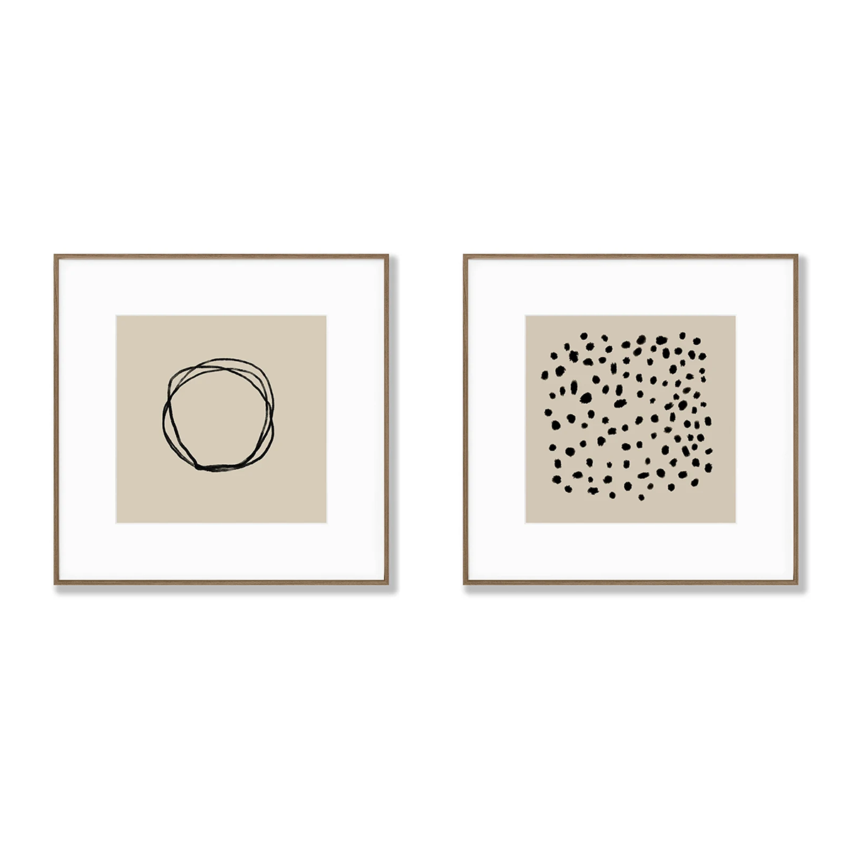 Zen Circle & Dotted Chaos – Minimalist Abstract Wall Art Set