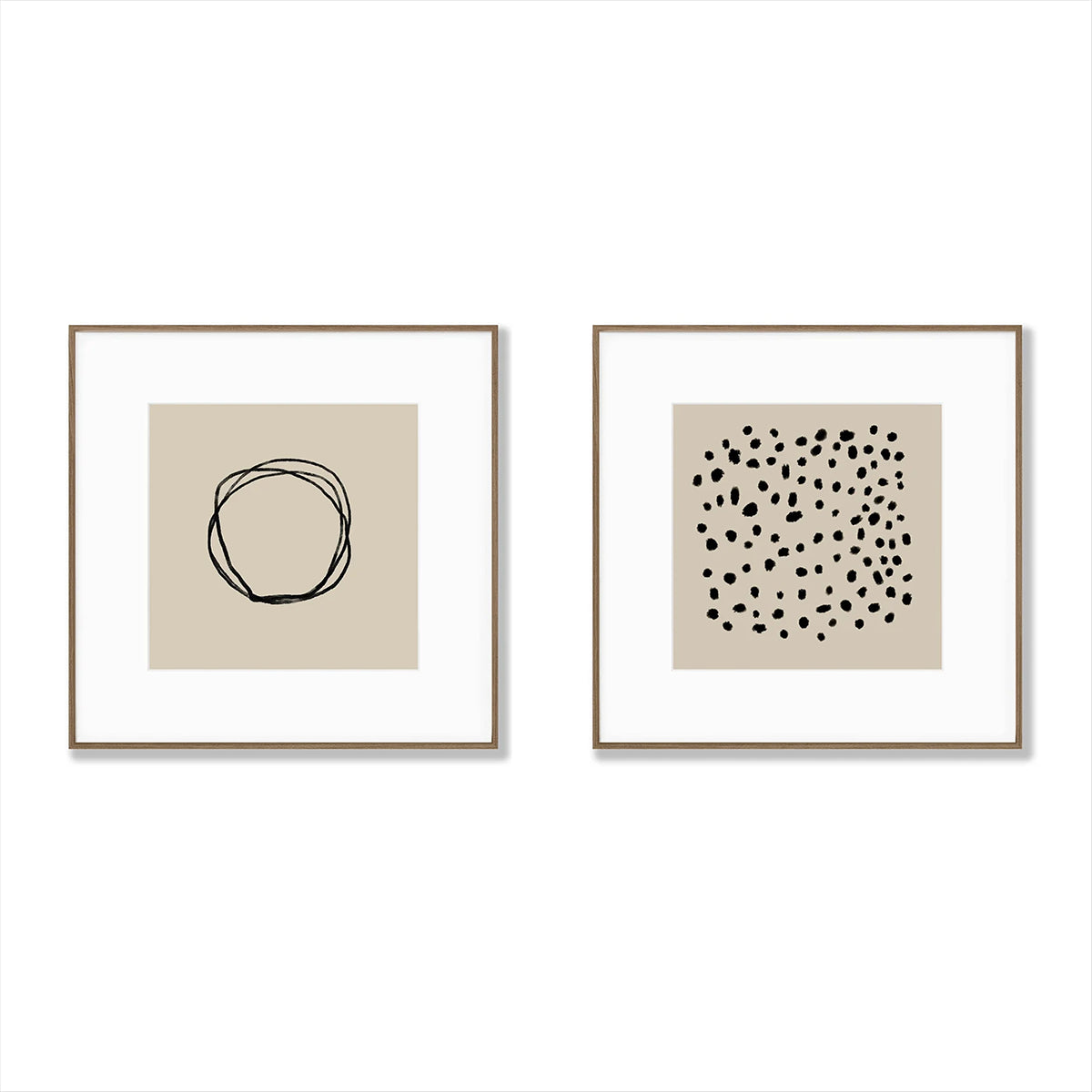 Zen Circle & Dotted Chaos – Minimalist Abstract Wall Art Set
