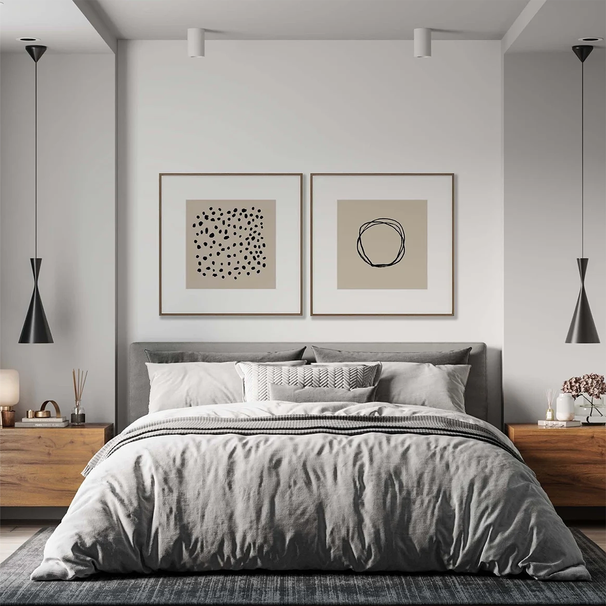 Zen Circle & Dotted Chaos – Minimalist Abstract Wall Art Set