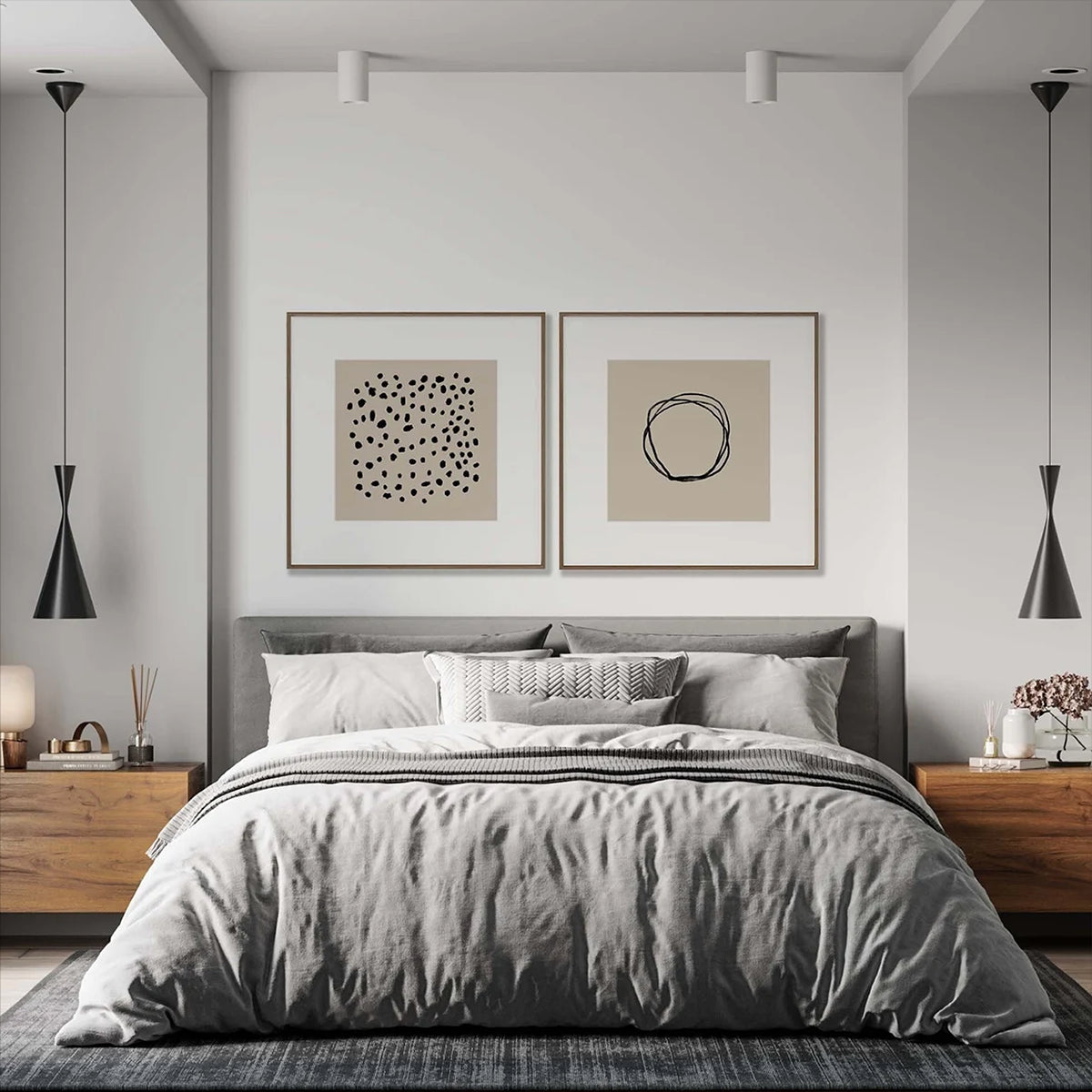 Zen Circle & Dotted Chaos – Minimalist Abstract Wall Art Set