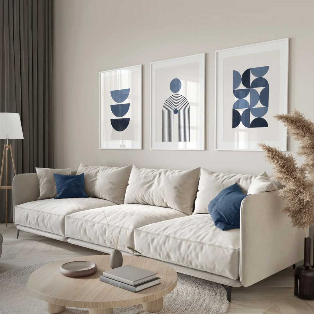 Blue & White Boho Wall Art Prints 