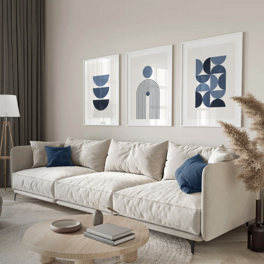 Blue & White Boho Wall Art Prints 