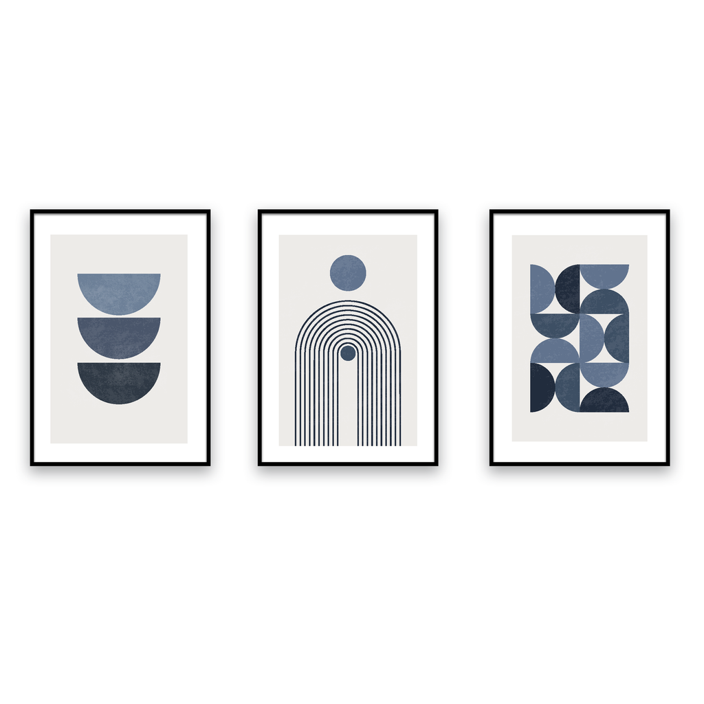 Blue & White Boho Wall Art Prints