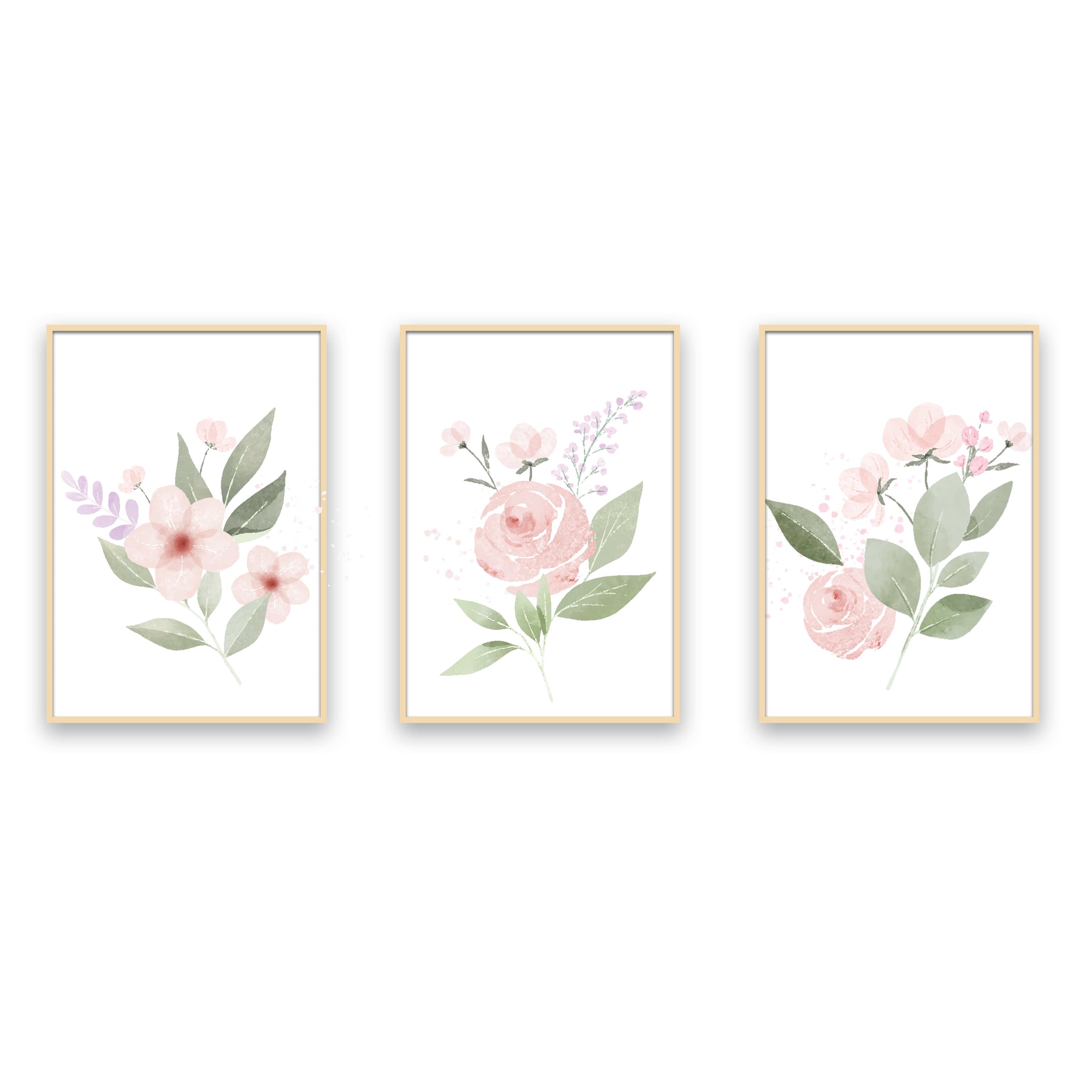 Blush Bloom Watercolor Prints – Soft Floral Wall Art Set