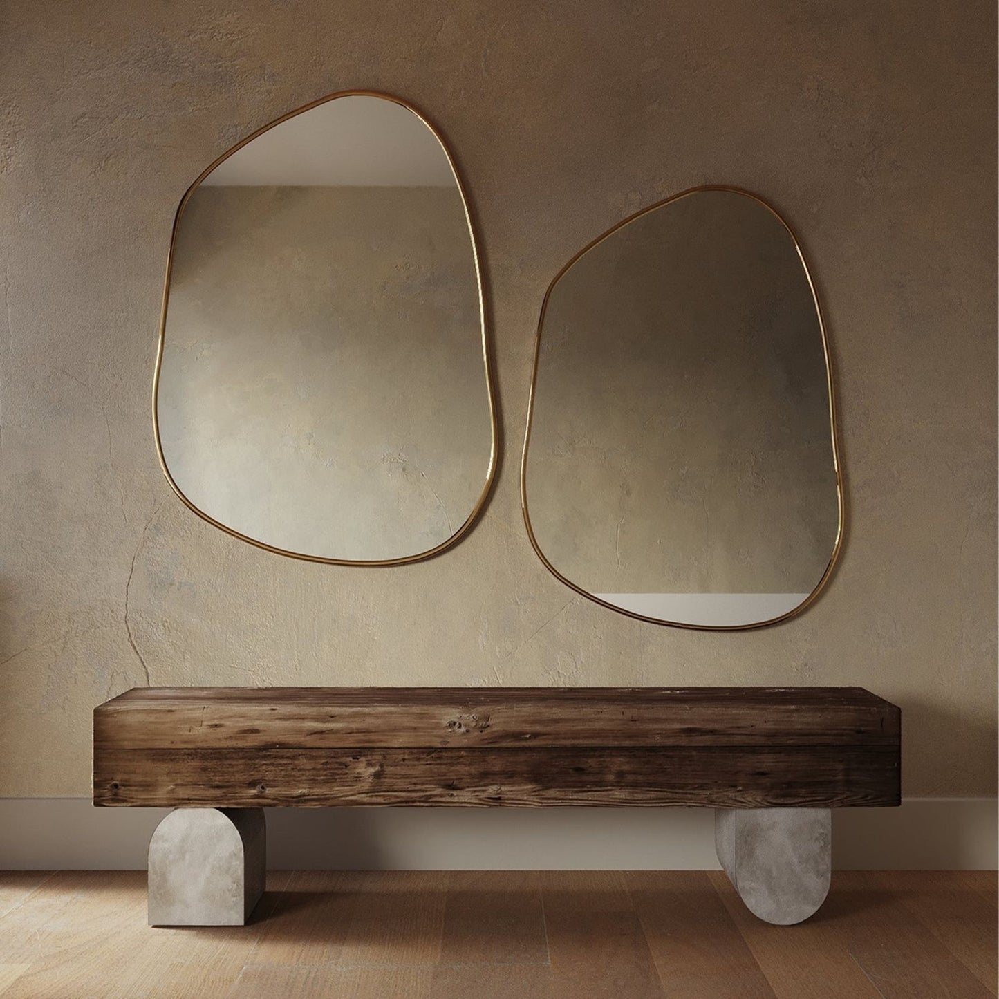 Keira Irregular Shape Champagne-Framed Wall