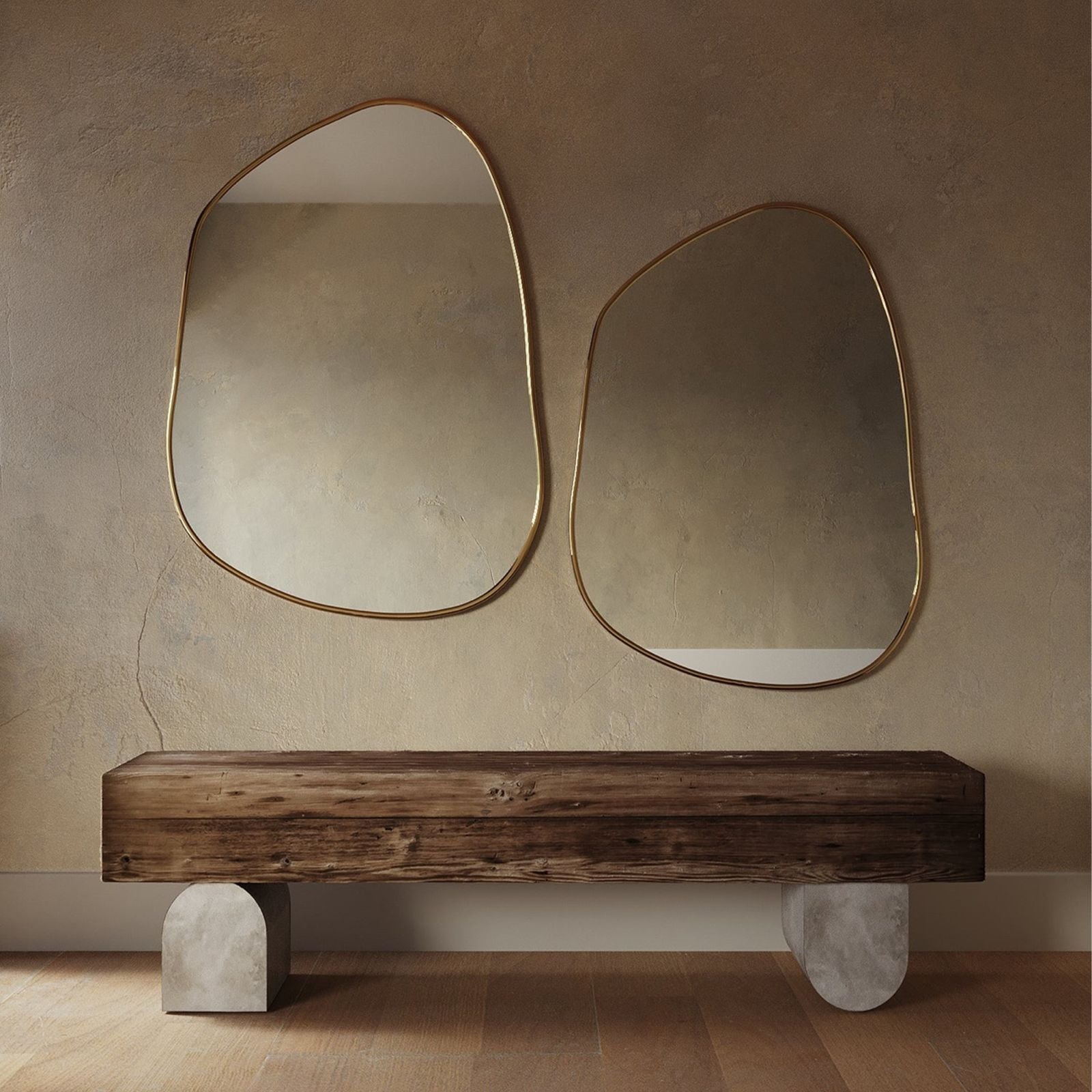 Keira Irregular Shape Champagne-Framed Wall
