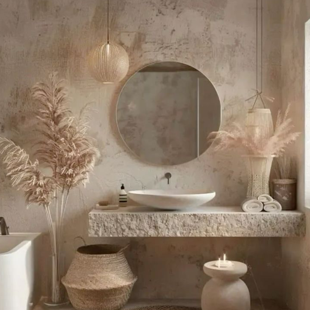 Polly Round Minimalist Wall Mirror – Boho Accent