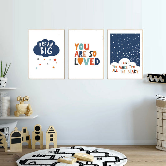 Dream Big - Nursery Wall Art Set | Inspirational Kids Room Prints