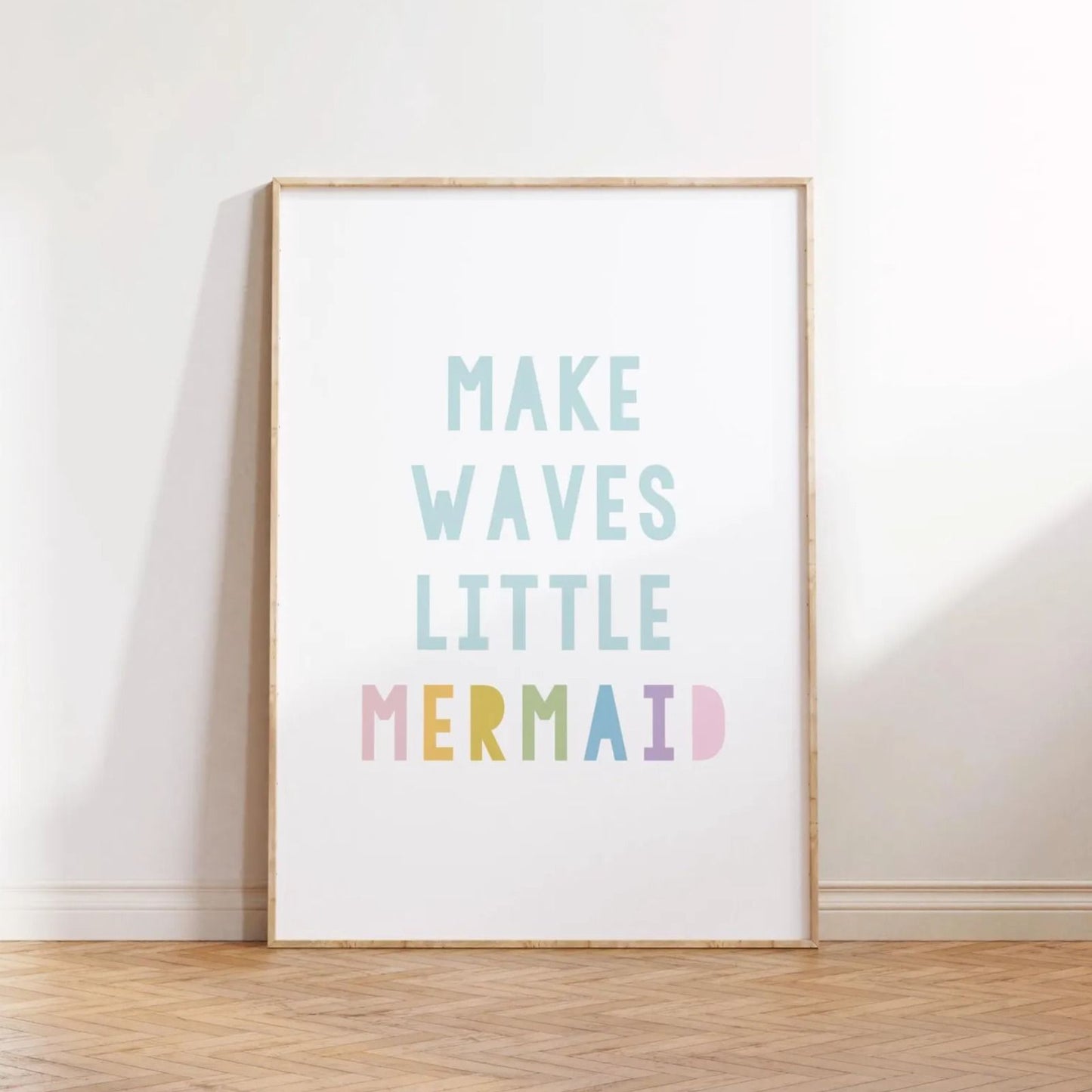 Little Mermaid Pastel Wall Art Set – Ocean & Sunshine Theme for Kids Room | Set of 8 Prints