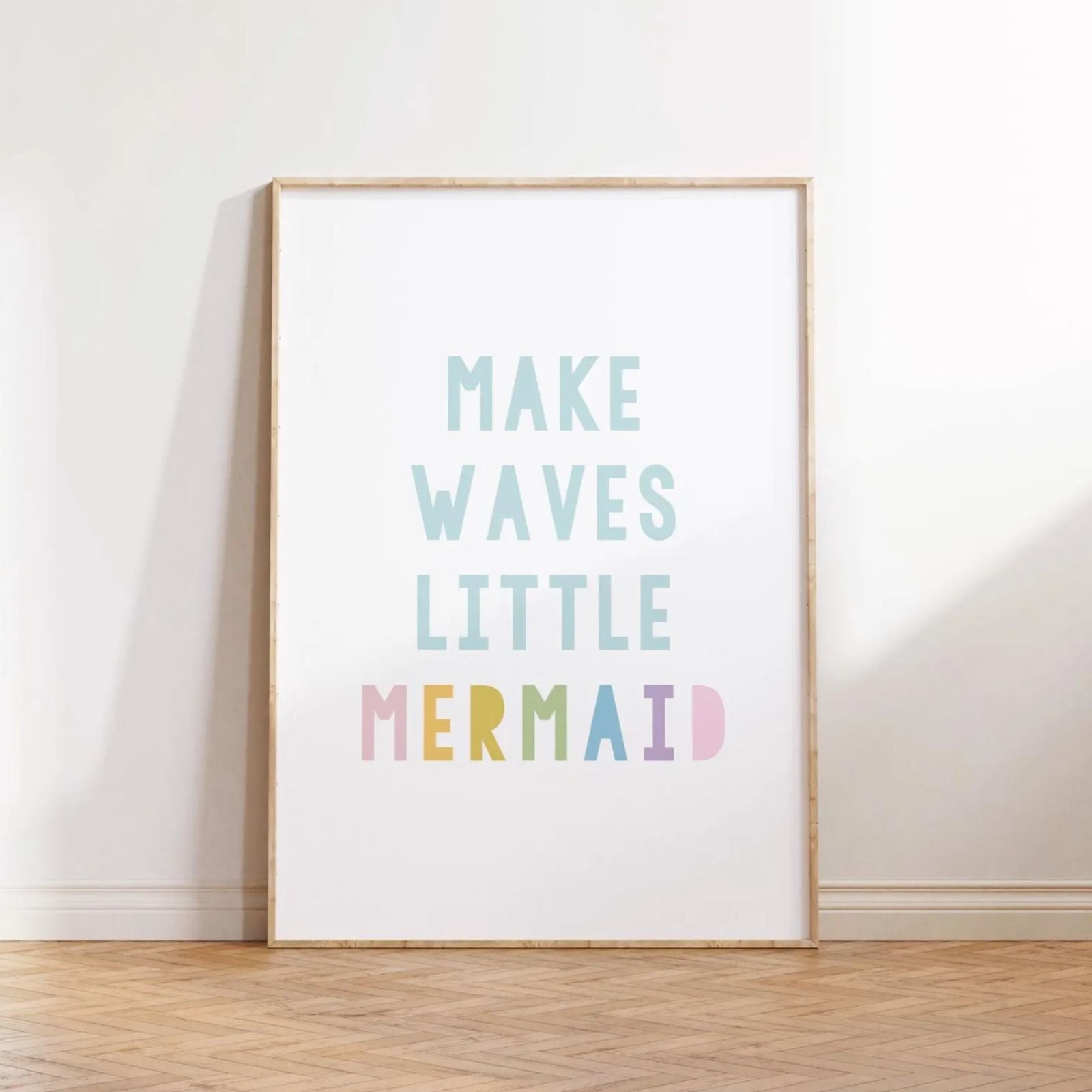 Little Mermaid Pastel Wall Art Set – Ocean & Sunshine Theme for Kids Room | Set of 8 Prints