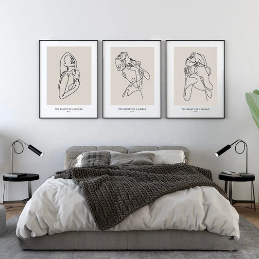 The Essence of Woman – Elegant Line Art Sketch Print Set