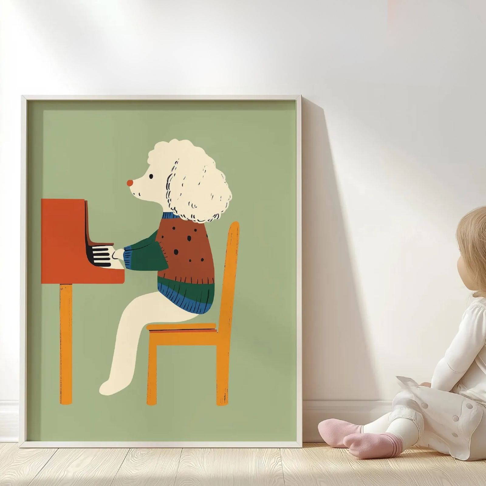 Cute Dog Playing Piano –  Wall Art for Kids Room