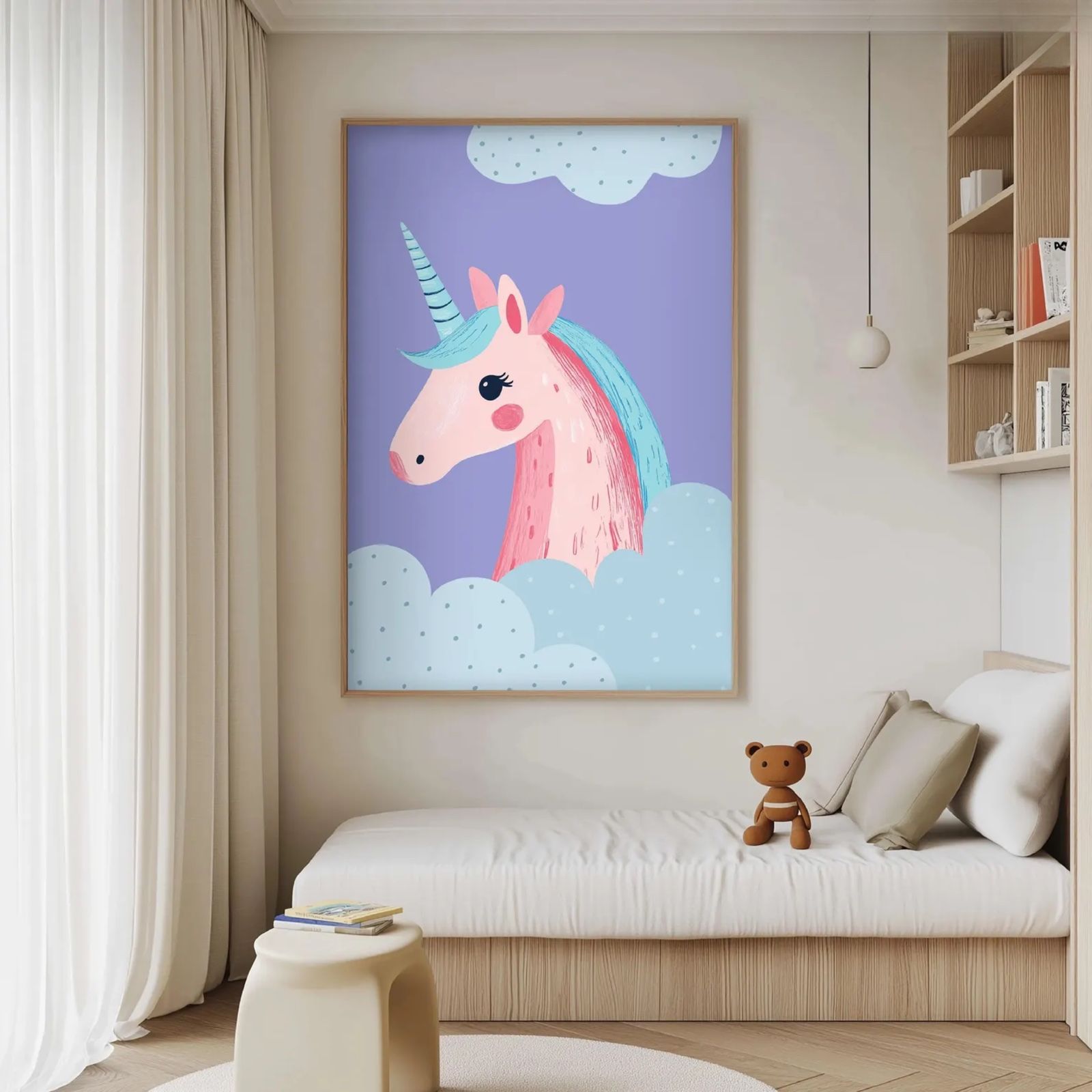 Pastel Unicorn Wall Art – Magical Decor for Girls’ Room & Nursery