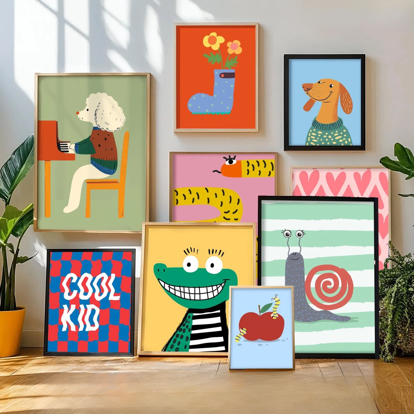 Bold & Playful Wall Art Set – Colorful Kids Room Decor (Set of 9 Prints)