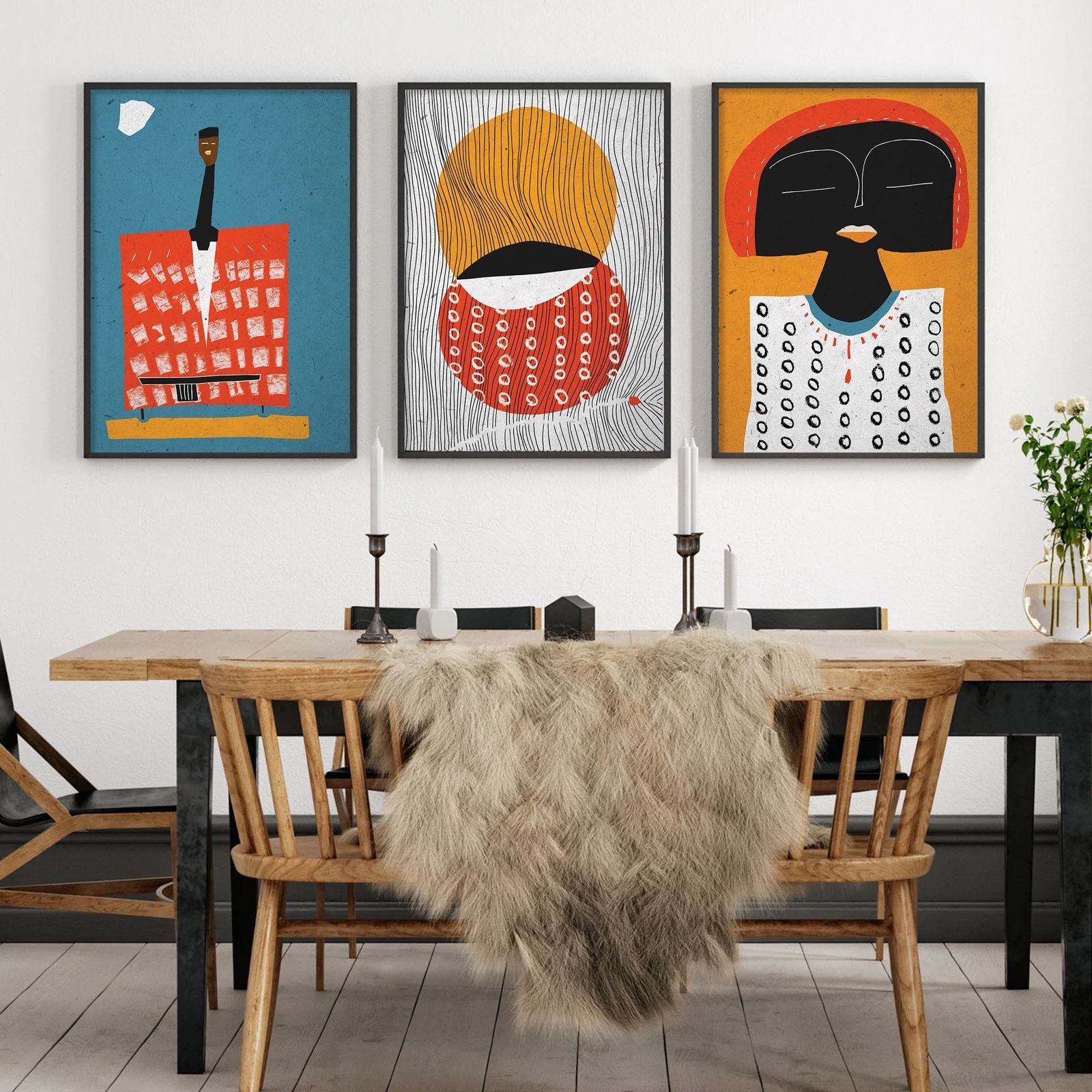 Bold Afrocentric Wall Art – Modern Abstract Trio