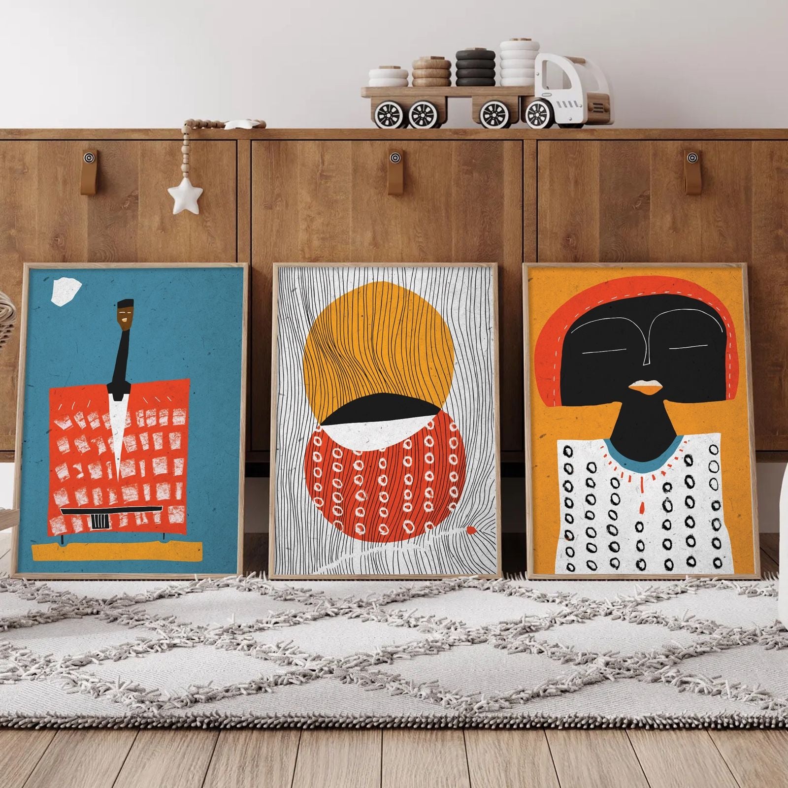 Bold Afrocentric Wall Art – Modern Abstract Trio
