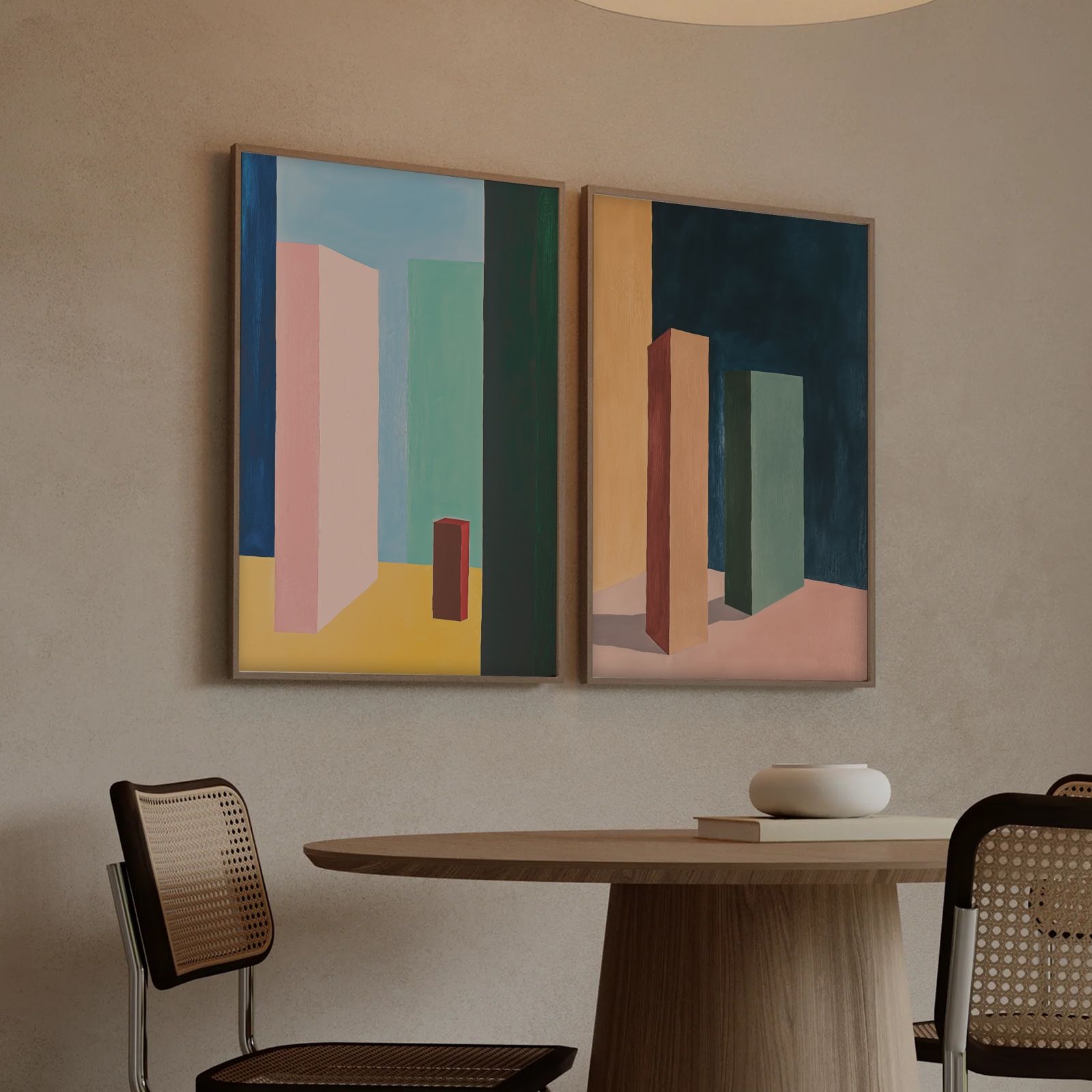 Modern Geometric Wall Art – Abstract Architecture Duo