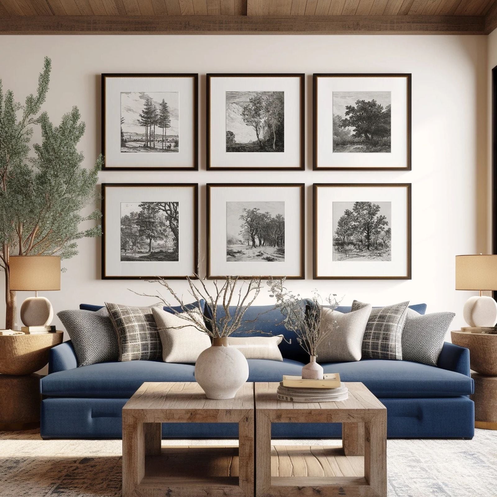 Vintage Tree Landscape Gallery Wall Set