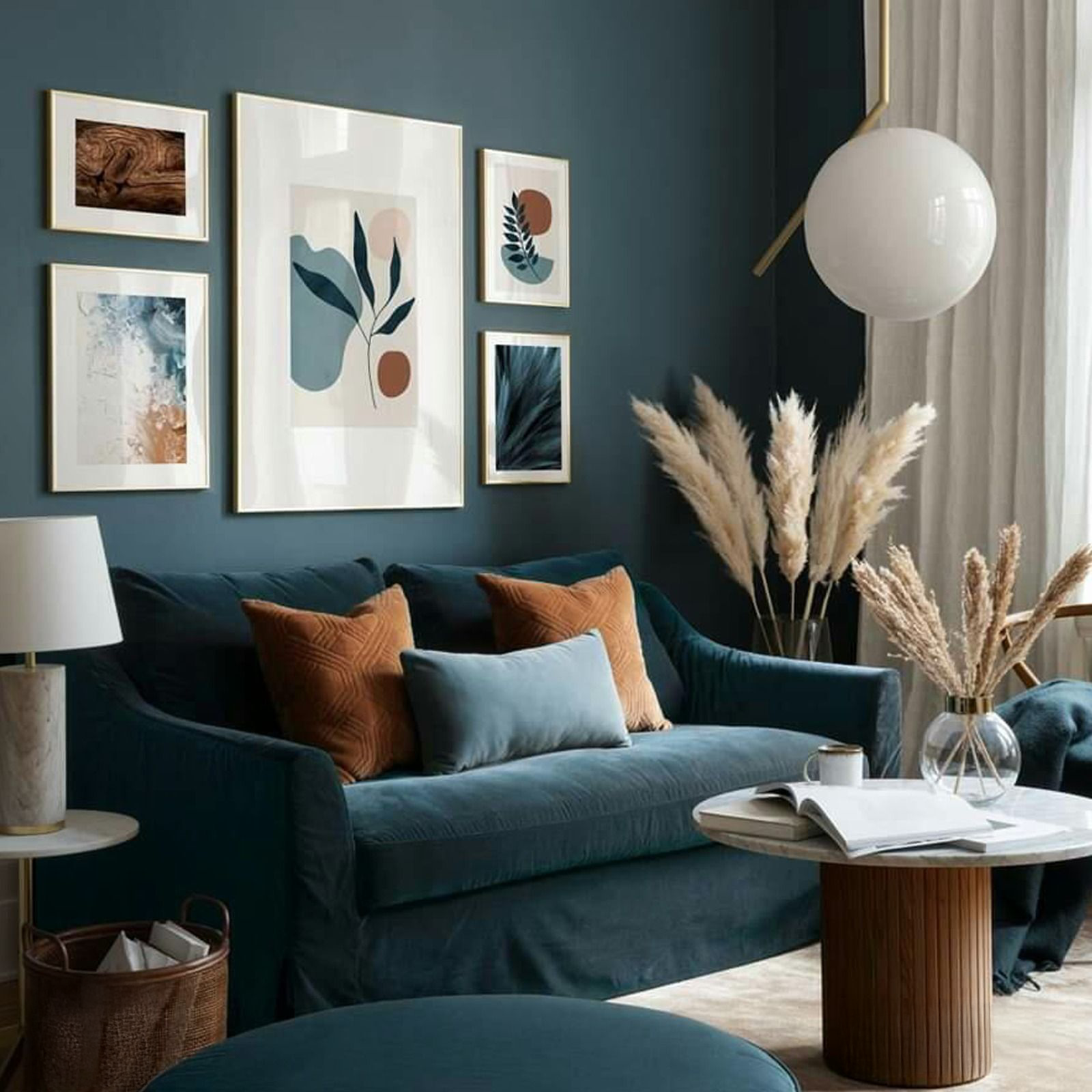 Navy Feather Wall Print Set