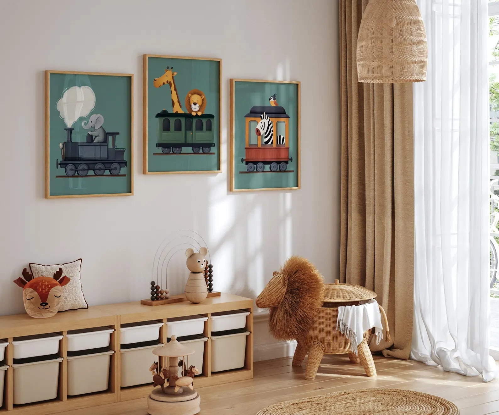 Animal Train Trio – Kids Wall Art Set