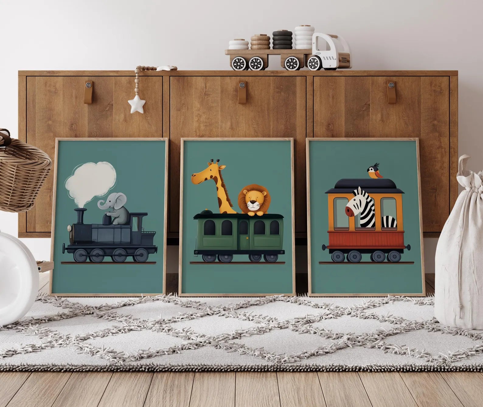 Animal Train Trio – Kids Wall Art Set